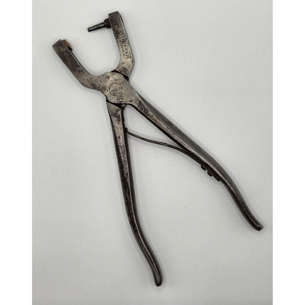 Antique CS Osborne Newark NJ Leather Spring Punch 2 Belt Hole Tool Plier Vtg
